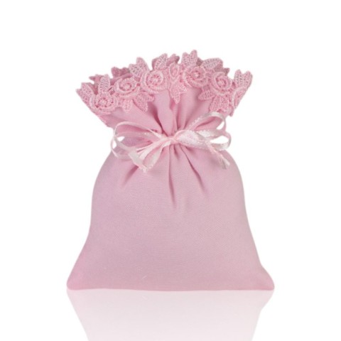 SACCHETTO CON MACRAME ROSA